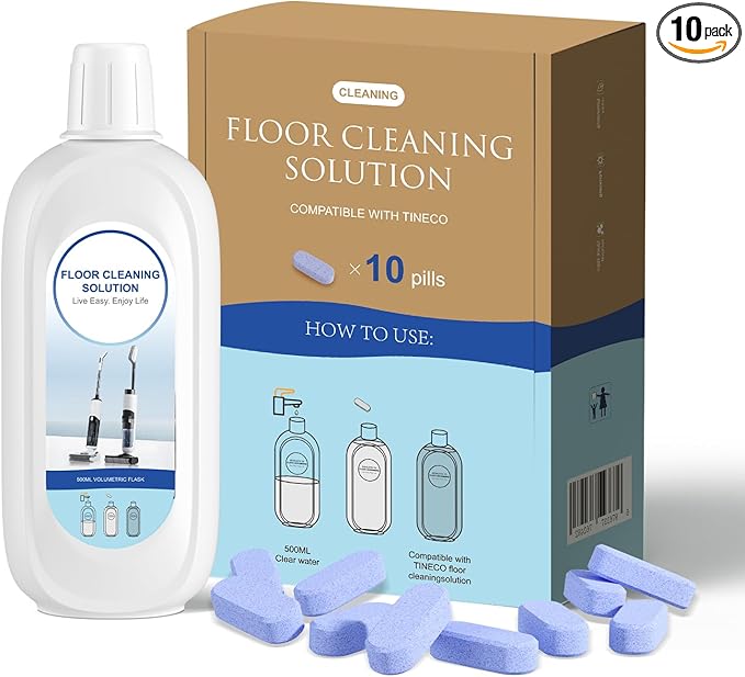 10 Bottles Compatible with Tineco Cleaning Solution 500ml Per Bottle Lavender Scents Floor Cleaner Compatible with All Robot Vacuums with Mopping and Cordless Wet/Dry Vacuum (Lavender Scents)