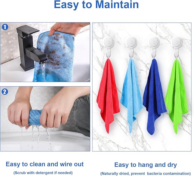 12Pcs Premium Microfiber Cleaning Cloth - Highly Absorbent, Lint Free, Scratch Free, Reusable Cleaning Supplies - for Kitchen Towels, Dish Cloths, Dust Rag, Cleaning Rags in Household Cleaning