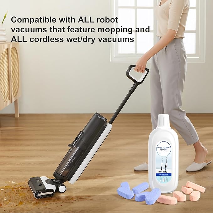 10 Bottles Compatible with Tineco Cleaning Solution 500ml Per Bottle Lavender Scents Floor Cleaner Compatible with All Robot Vacuums with Mopping and Cordless Wet/Dry Vacuum (Lavender Scents)