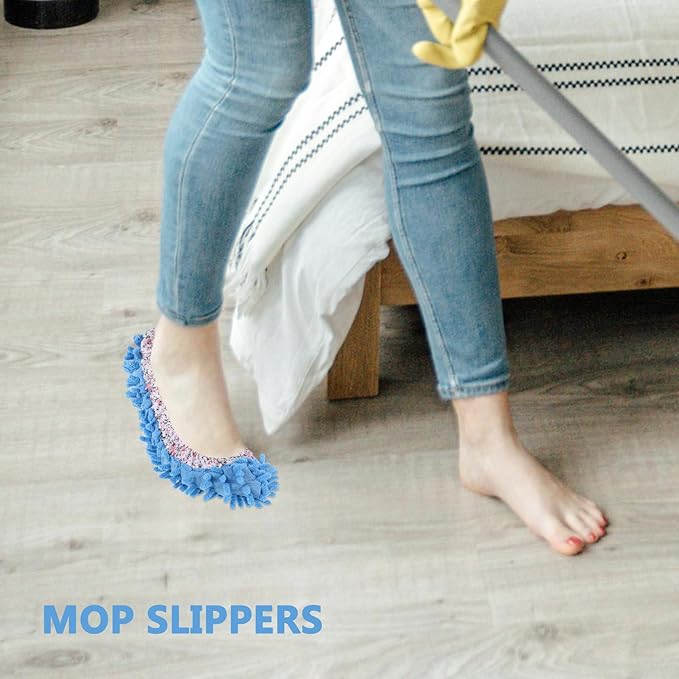 1 pc Washable Mop Slipper Shoe Reusable Mopping Sock for Dust Cleaning Chenille Floor Duster for House Office Kitchen Bathroom