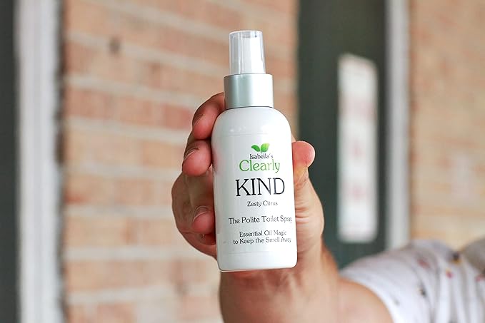 Clearly Kind, The Polite "Before You Poop" Toilet Spray | Essential Oil Magic to Keep The Smell Away | Odor Eliminator Set for Bathroom (4 Oz) and for Travel (1 Oz) (Zesty Citrus)