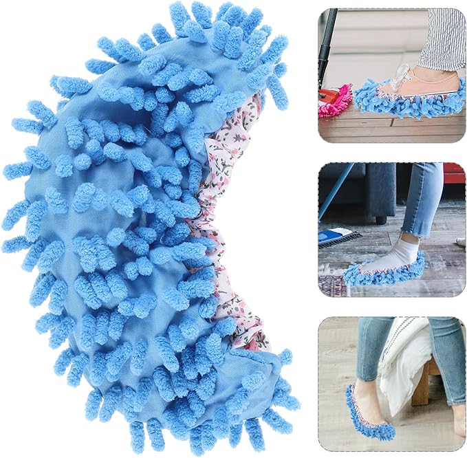 1 pc Washable Mop Slipper Shoe Reusable Mopping Sock for Dust Cleaning Chenille Floor Duster for House Office Kitchen Bathroom