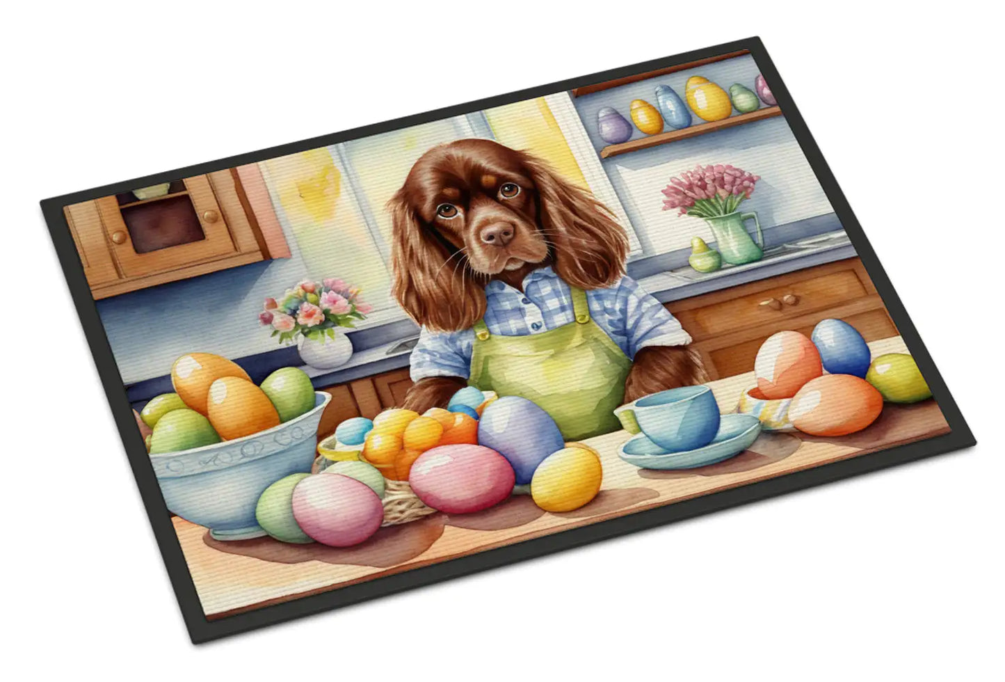 Decorating Easter Sussex Spaniel Doormat