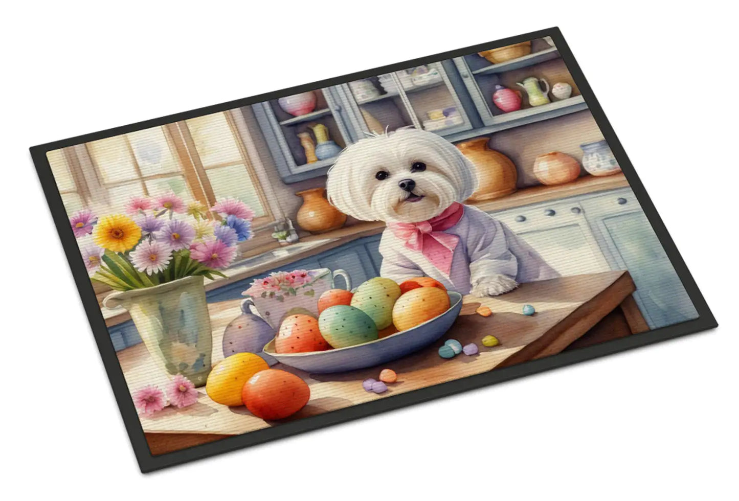 Decorating Easter Maltese Doormat