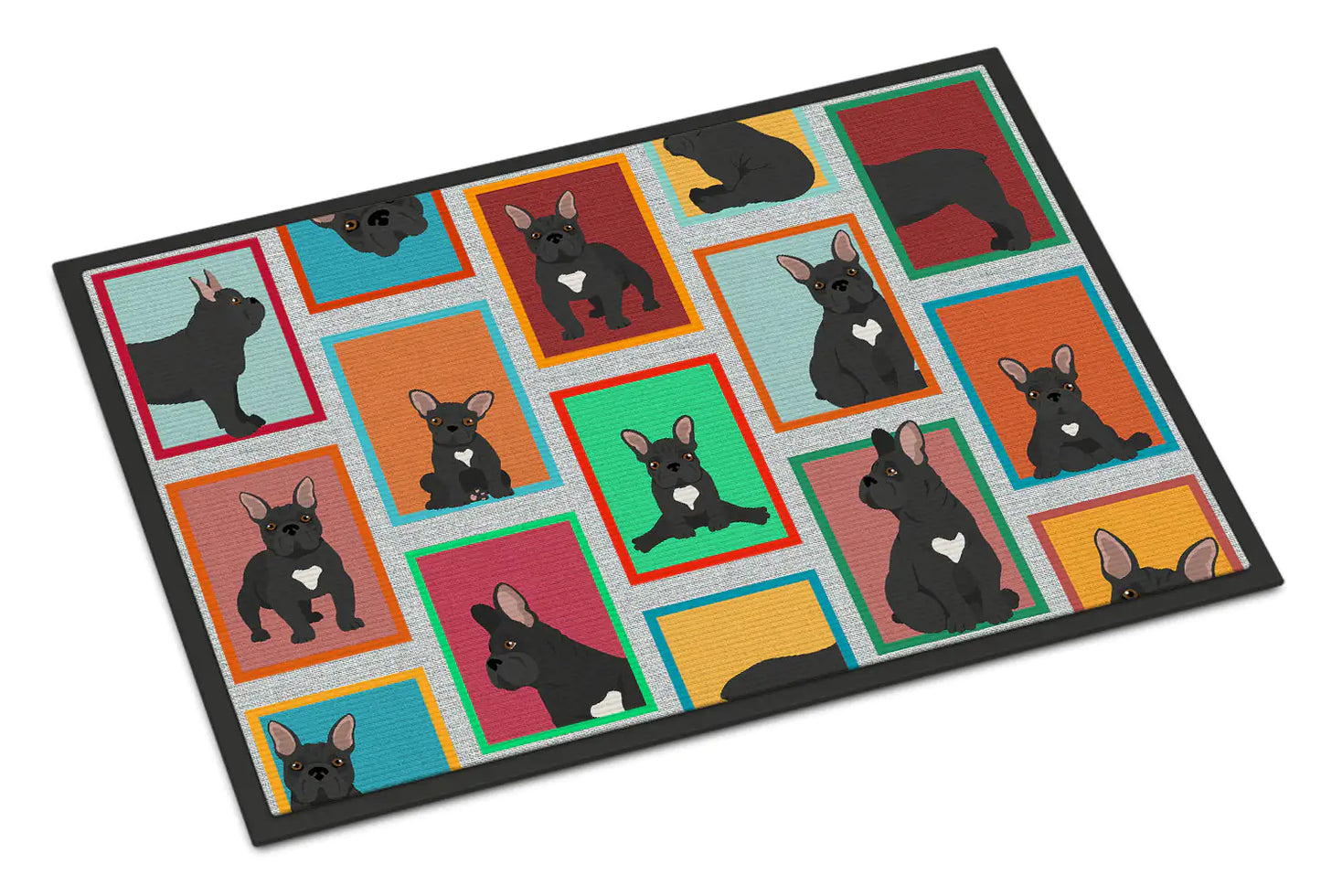 Lots of Black French Bulldog Doormat