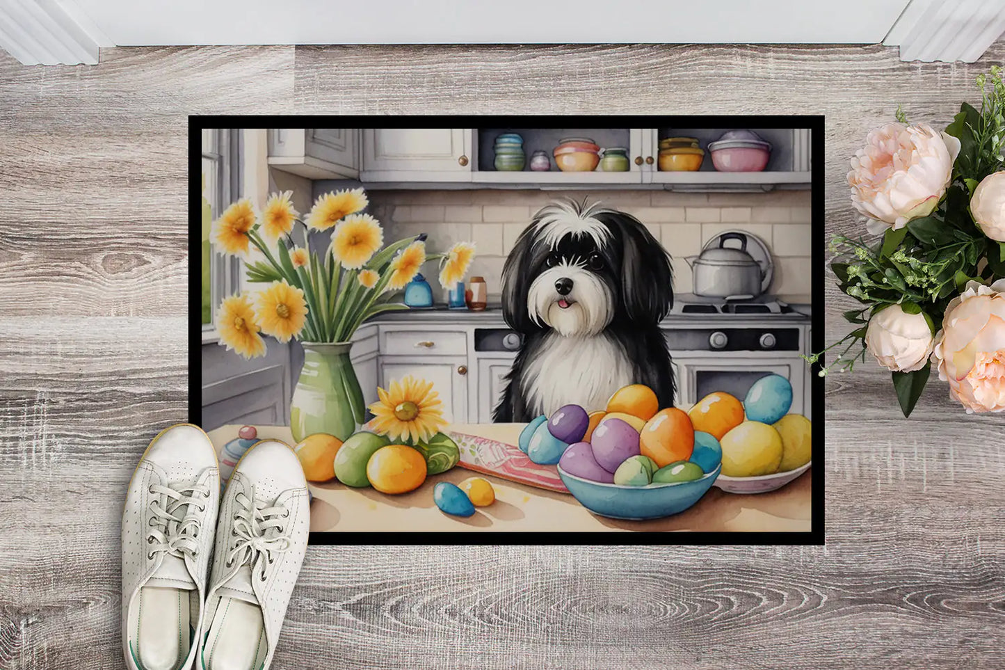 Decorating Easter Havanese Doormat