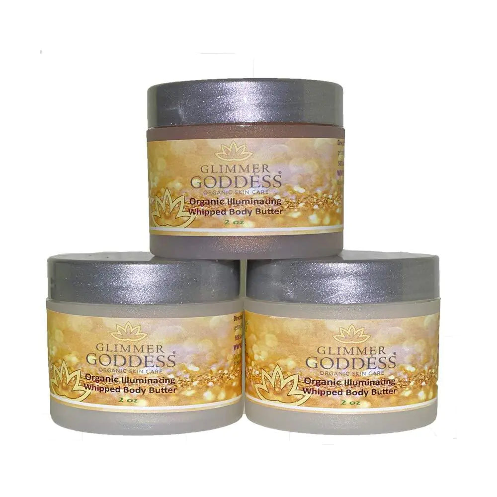 Organic Whipped Shea Body Shimmers 2 fl oz Bronze Diamond Gold Shimmer 3 Pcs