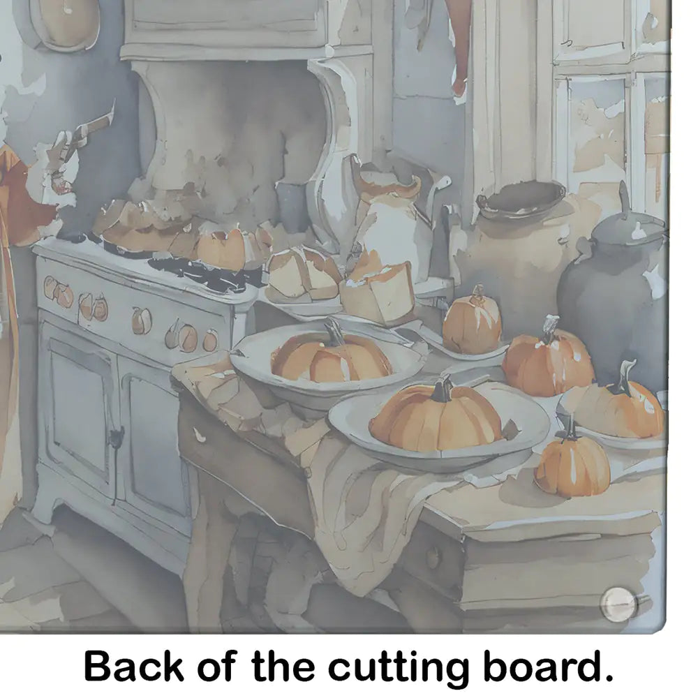 Corgi Fall Kitchen Pumpkins Glass Cutting Board