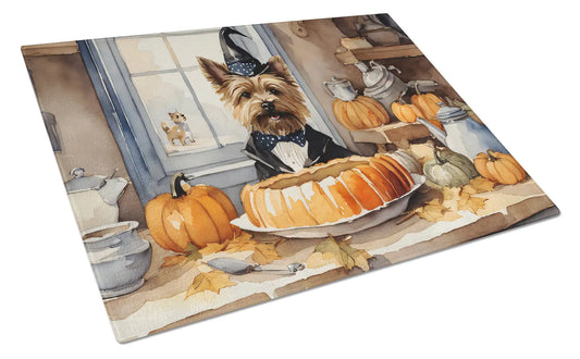 Cairn Terrier Fall Kitchen Pumpkins Glass Cutting Board