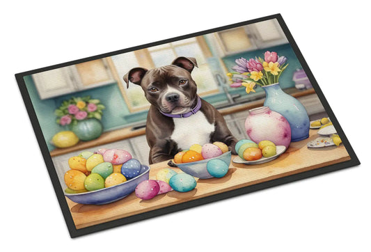 Decorating Easter Staffordshire Bull Terrier Doormat