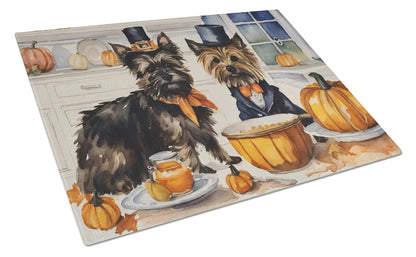Cairn Terrier Fall Kitchen Pumpkins Glass Cutting Board