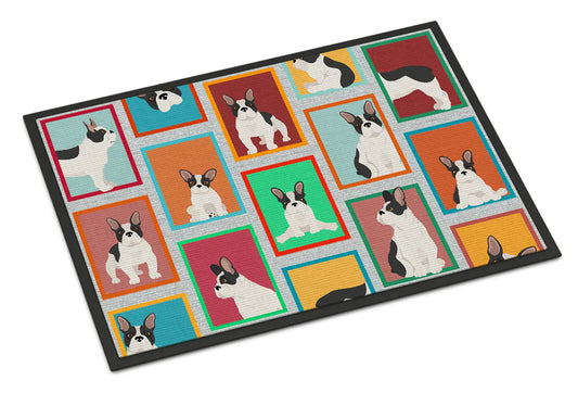 Lots of Black and White French Bulldog Doormat