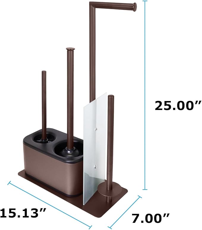 Blue Donuts Modern Bath Set for Bathroom Organization, All in One Toilet Brush, Toilet Plunger, Toilet Paper Holder Stand and Toilet Tissue Paper Storage All in One Combo.