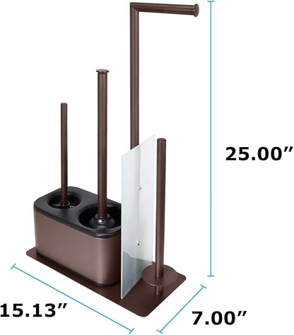 Blue Donuts Modern Bath Set for Bathroom Organization, All in One Toilet Brush, Toilet Plunger, Toilet Paper Holder Stand and Toilet Tissue Paper Storage All in One Combo.