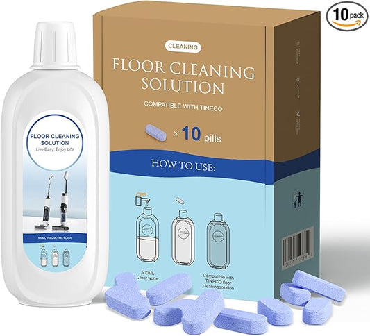 10 Bottles Compatible with Tineco Cleaning Solution 500ml Per Bottle Lavender Scents Floor Cleaner Compatible with All Robot Vacuums with Mopping and Cordless Wet/Dry Vacuum (Lavender Scents)