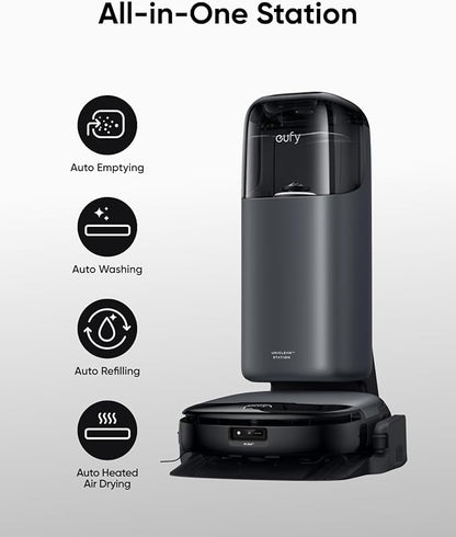 eufy S1 with All-in-One Station, Floor Washing Robot Vacuum and Mop Combo, 8,000 Pa Suction, Smart Obstacle Avoidance, Multi-Level Mapping, Mop Auto-Retraction, Perfect for Pet Hair