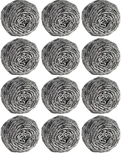 12Pcs Steel Wool Scrubber Pads for Cleaning Dishes, Pans, Pots, Ovens, Grills, Sinks - Stainless Steel Scrubbers for Kitchen, 12 Pack