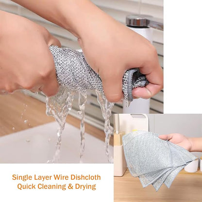 10 Pcs Non Scratch Wire Dishwashing Rag, Microfiber Cleaning Cloth for Washing Dishes, Kitchen Cleaning Rags for Wet and Dry, Kitchen Towels and Dishcloths Sets, Cleaning Supplies Tools