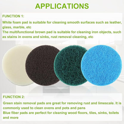 16pcs Electric Cleaning Brush Pad Set 4 Foam Pads 4 Kitchen Mats 4 Performance Pads 4 Microfibre Pads fit for Dremel Versa Cleaning Brush