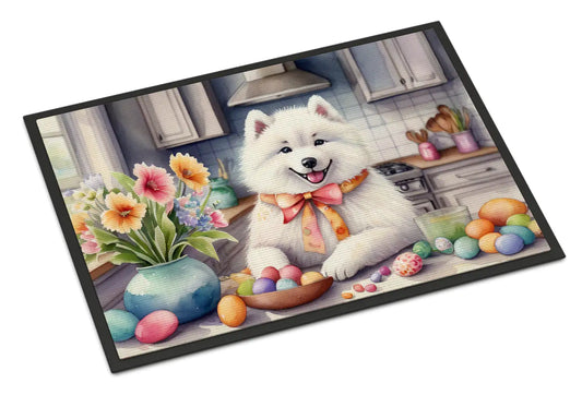 Decorating Easter Samoyed Doormat