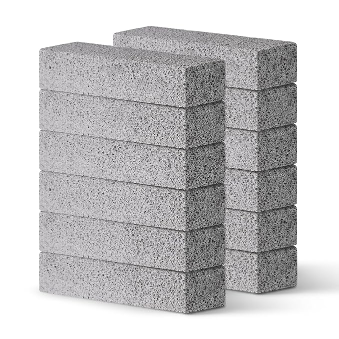 12Pack Pumice Stone for Toilet Cleaning Bowl Stick,Powerfully Cleans Hard Water Rings, Calcium Buildup & Stains, Suitable for Cleaning Toilet, Bathtubs, Kitchen Sink, Grill