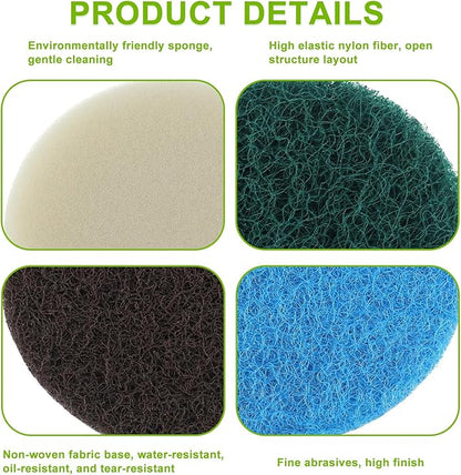 16pcs Electric Cleaning Brush Pad Set 4 Foam Pads 4 Kitchen Mats 4 Performance Pads 4 Microfibre Pads fit for Dremel Versa Cleaning Brush