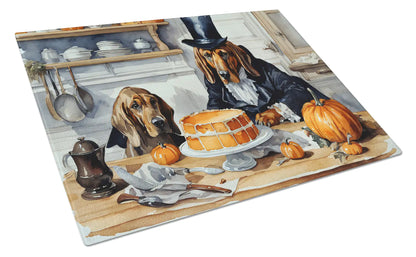 Bloodhound Fall Kitchen Pumpkins Glass Cutting Board