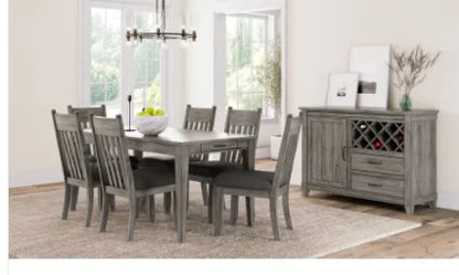 Rustic Gray Dining Table Two Storage Drawers And Leaf