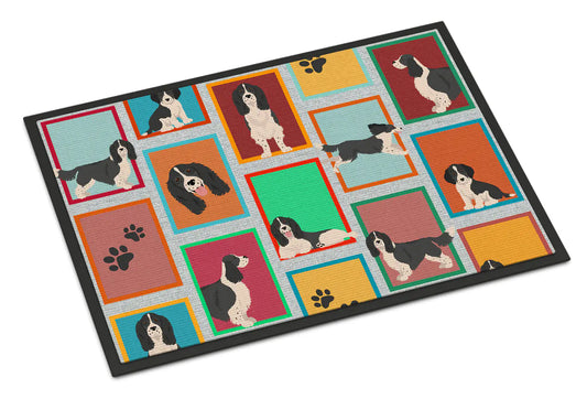 Lots of Black and White English Springer Spaniel Doormat
