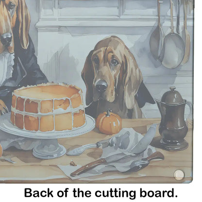Bloodhound Fall Kitchen Pumpkins Glass Cutting Board