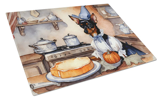 Miniature Pinscher Fall Kitchen Pumpkins Glass Cutting Board