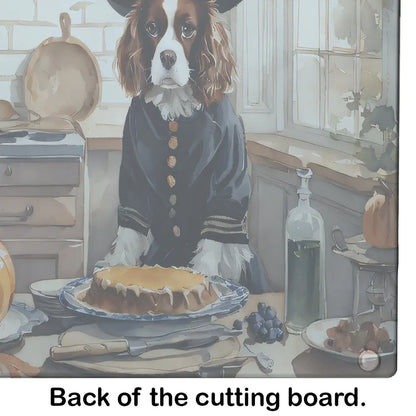 Cavalier Spaniel Fall Kitchen Pumpkins Glass Cutting Board