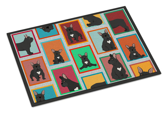 Lots of Black French Bulldog Doormat