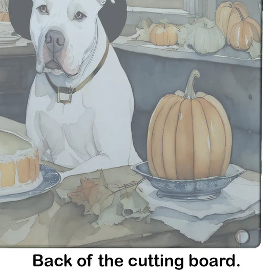 Pit Bull Terrier Fall Kitchen Pumpkins Glass Cutting Board