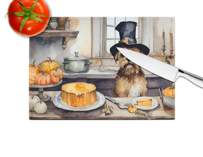 Border Terrier Fall Kitchen Pumpkins Glass Cutting Board