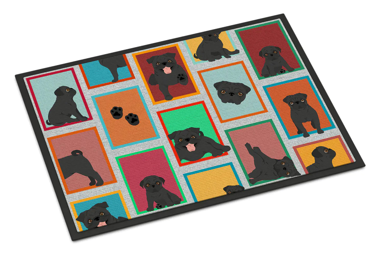 Lots of Black Pug Doormat