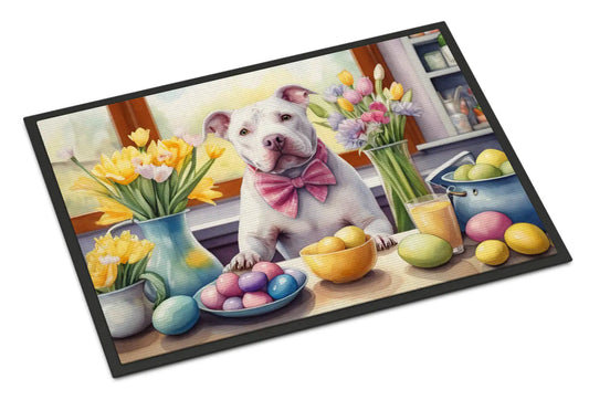 Decorating Easter Pit Bull Terrier Doormat