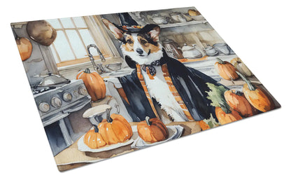 Corgi Fall Kitchen Pumpkins Glass Cutting Board